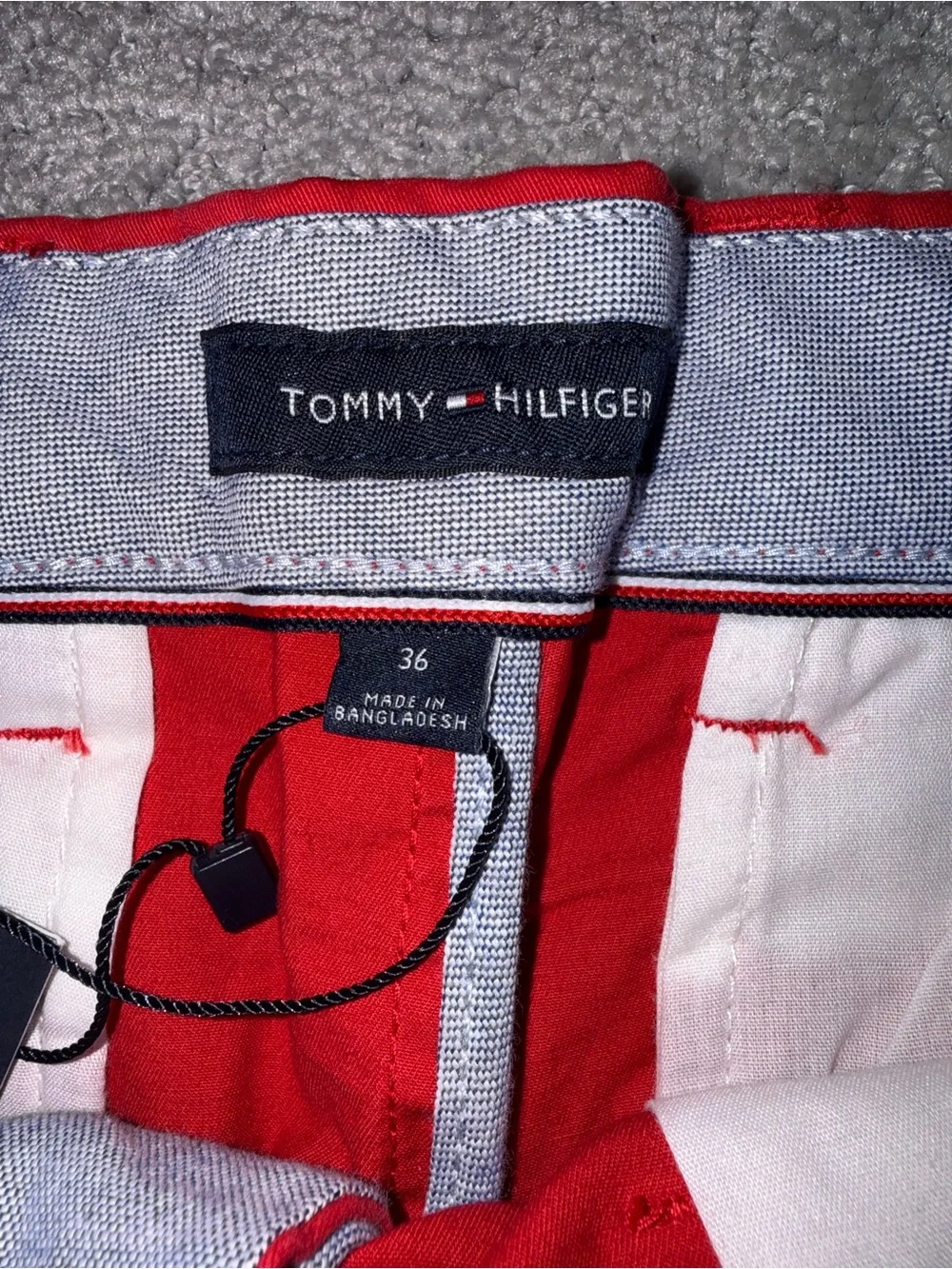 Tommy Hilfiger Red Men's Shorts with Navy Trim Belt